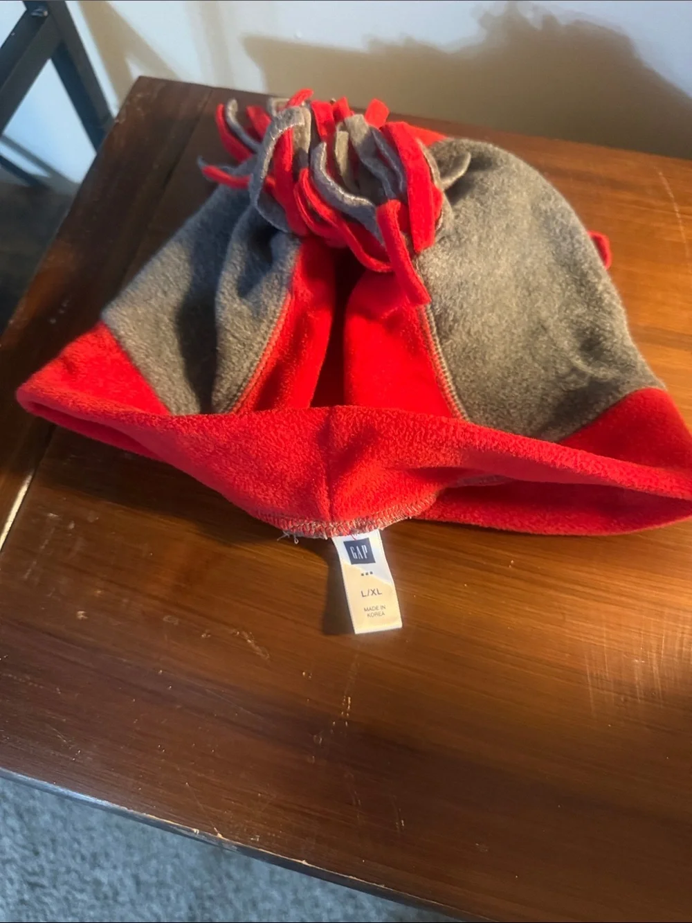 GAP Kids Red and Gray Fleece Knot-Top Beanie size L/Xl